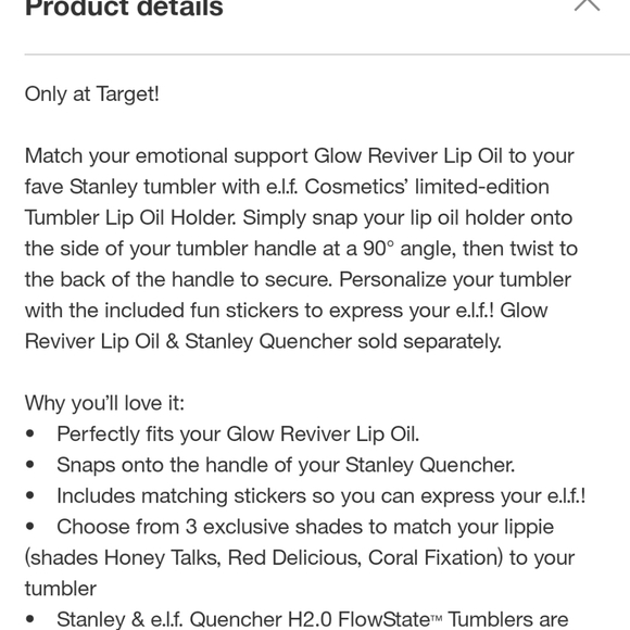 ELF Lip Oil Holder Honey Talks NEW E.L.F. Stanley - Picture 5 of 7